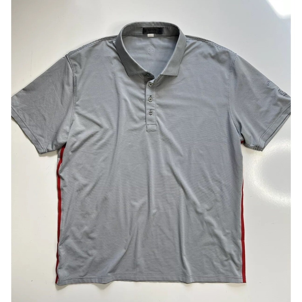 G/Fore Feeder Stripe Polo (Navy/White) Red Ribbing‎ / Men's Size XL